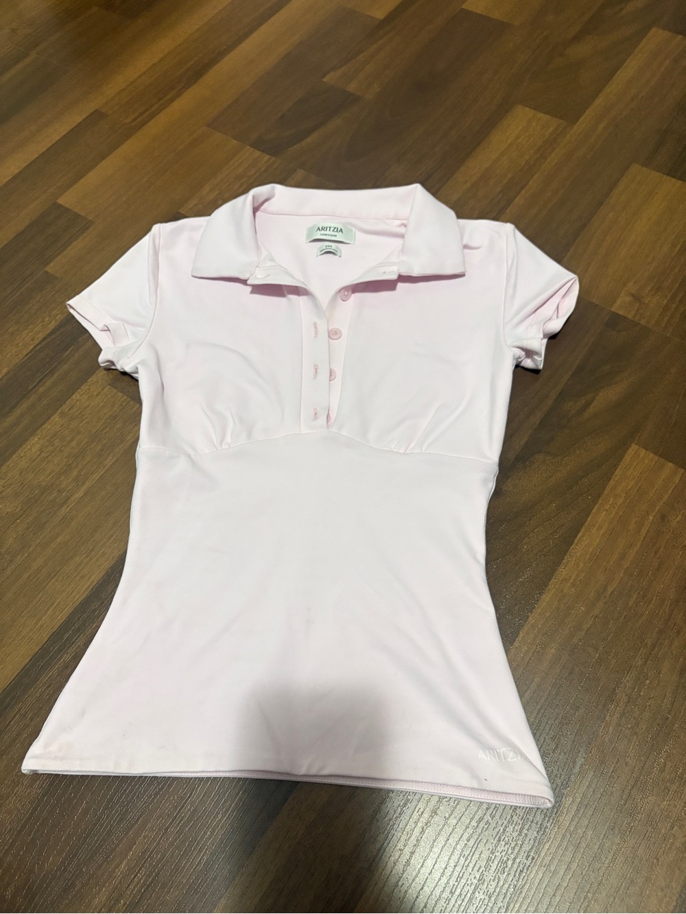 Aritzia Pale Pink Short-Sleeve Polo Top